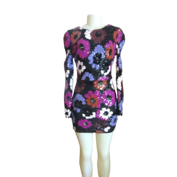 Dress The Population Hazel Floral Sequin Bodycon Dress S - Picture 3 of 12